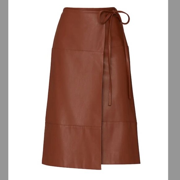 Jason Wu 100% Leather Tie Front Wrap Skirt - 2 - Picture 1 of 13